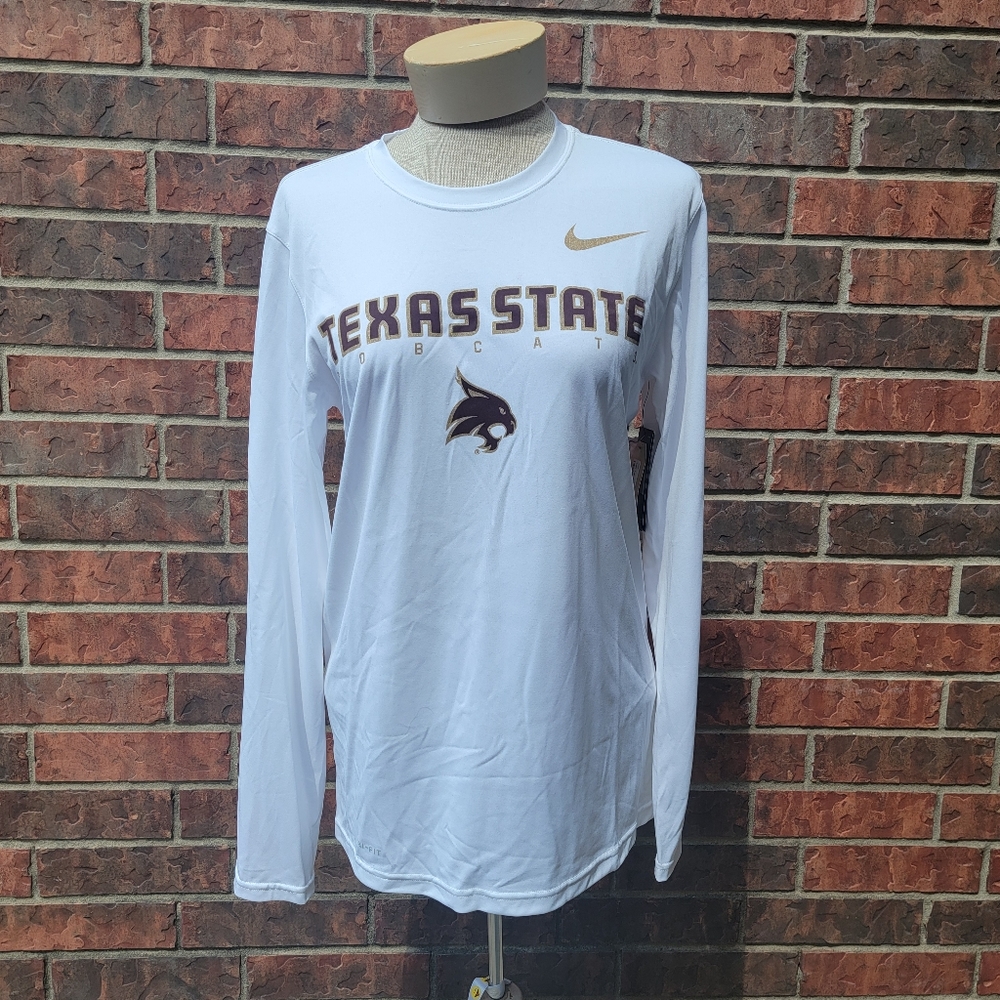 New White Texas State Bobcat Nike Legend Long Sleeve DRI-FIT
